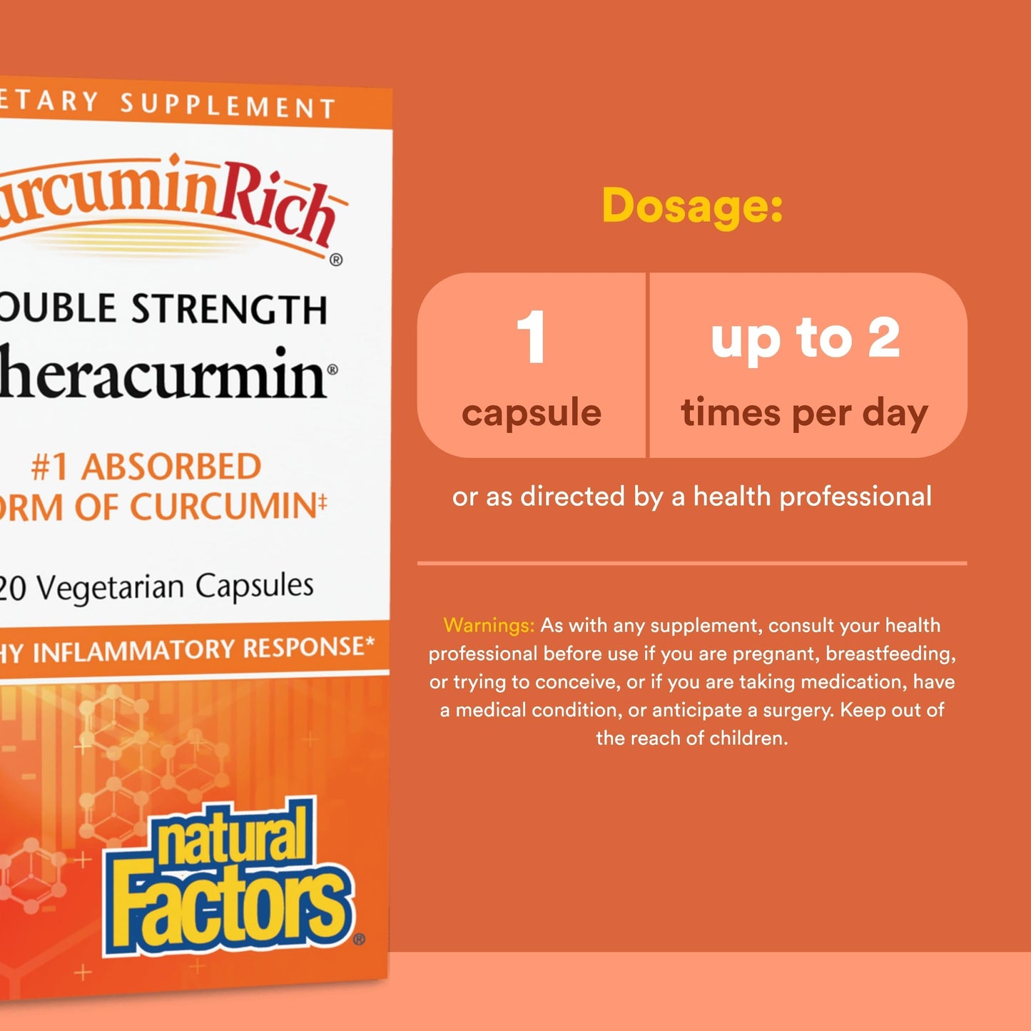 Natural Factors Theracurmin label details showing dosage and ingredients