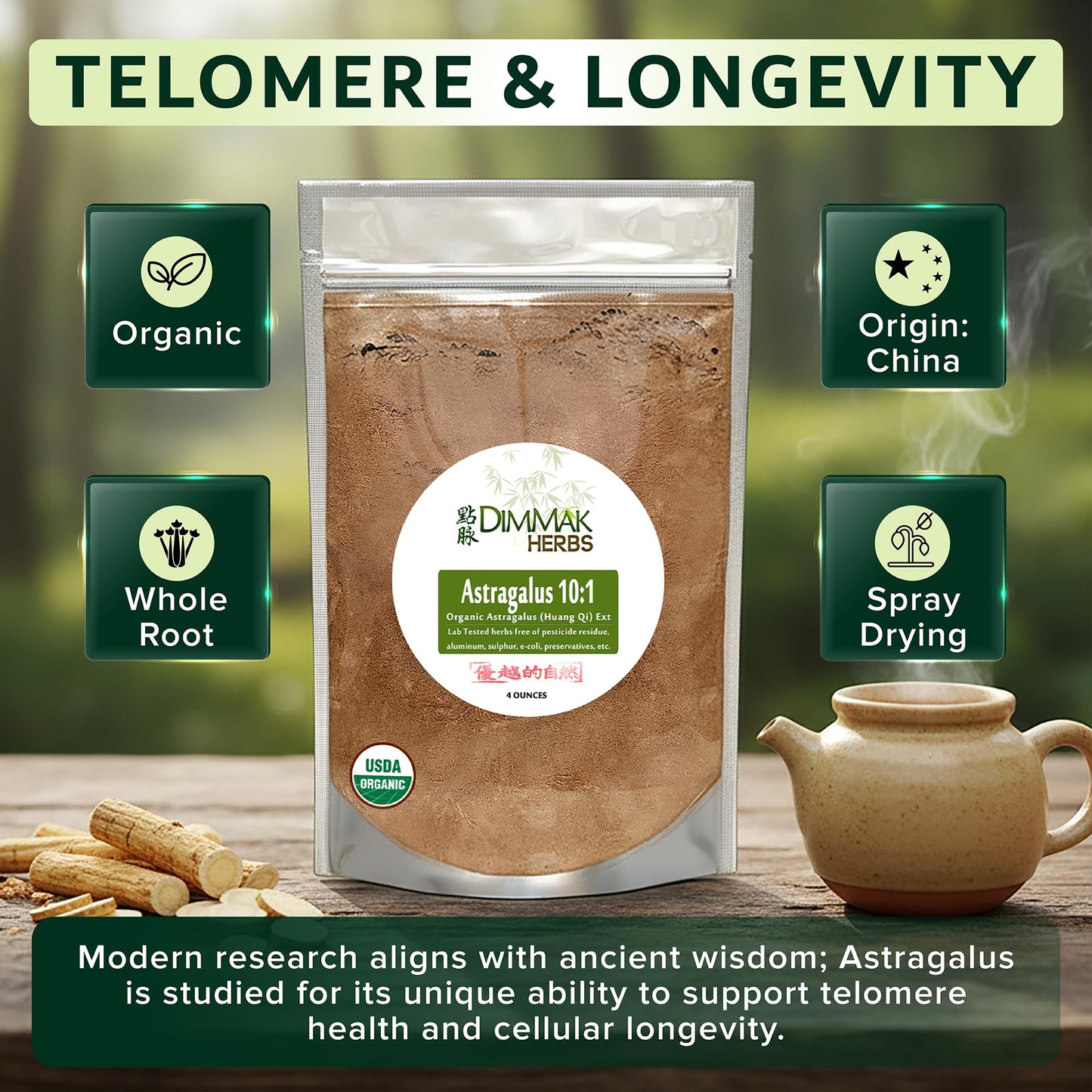 Lab tested certified organic astragalus root extract fine texture overview