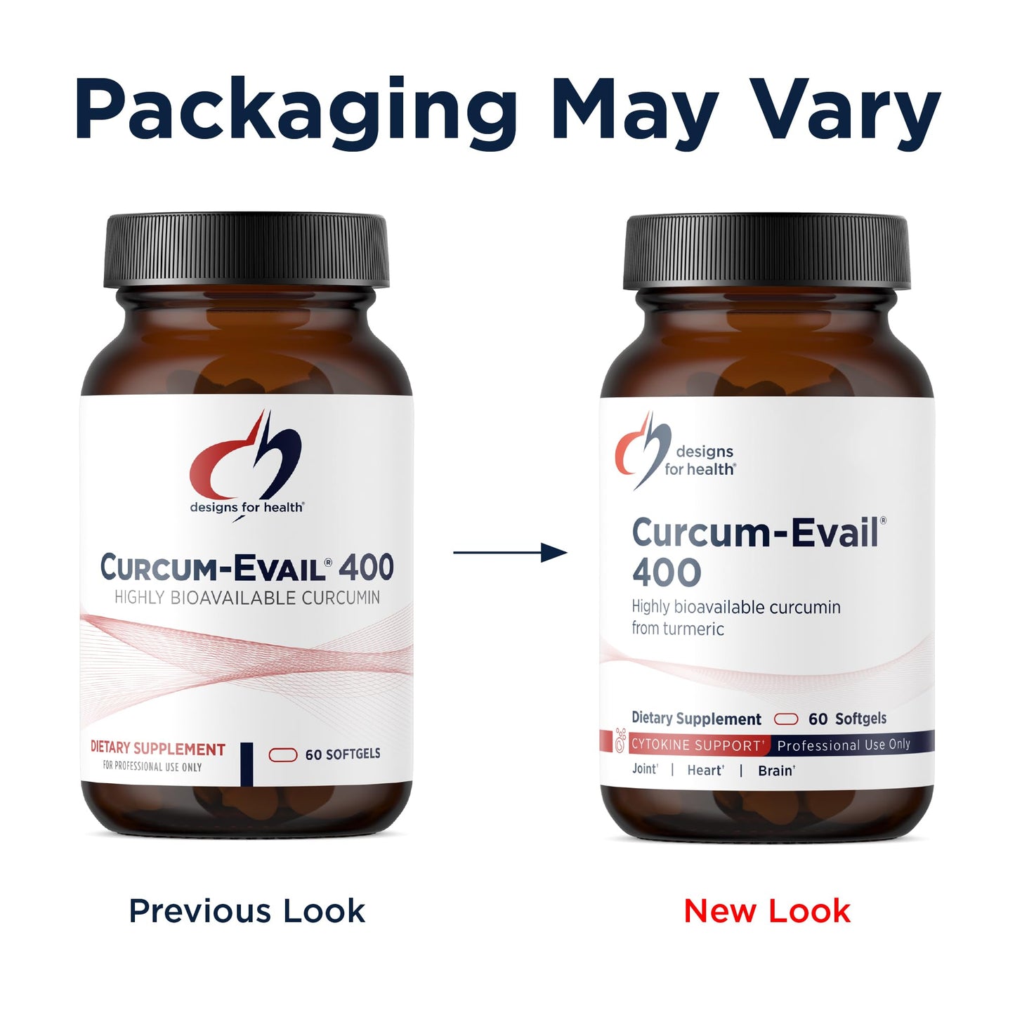 Designs For Health Curcum Evail 400 bottle showing 60 count quantity