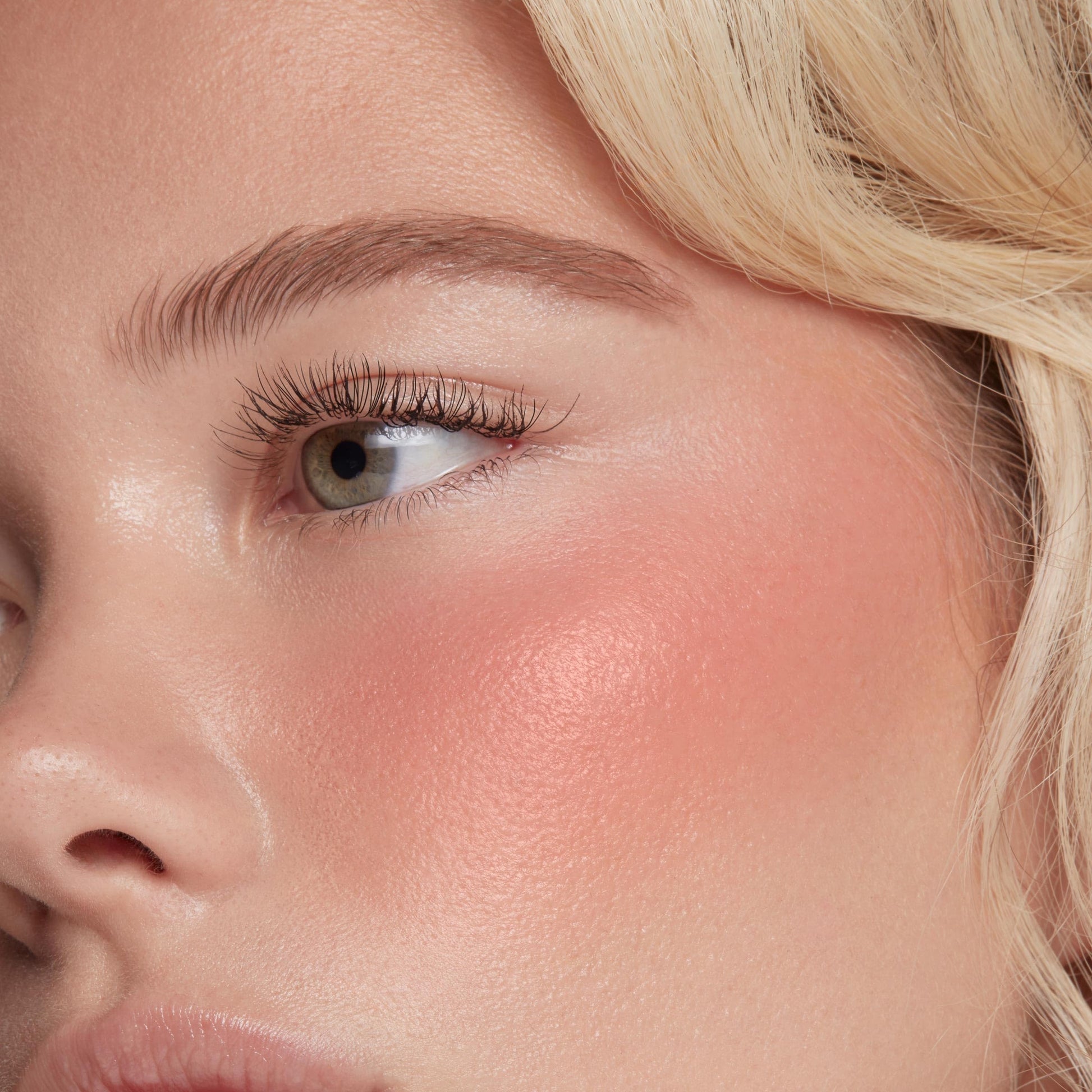 Oversized plush doe foot applicator showing creamy pink blush texture