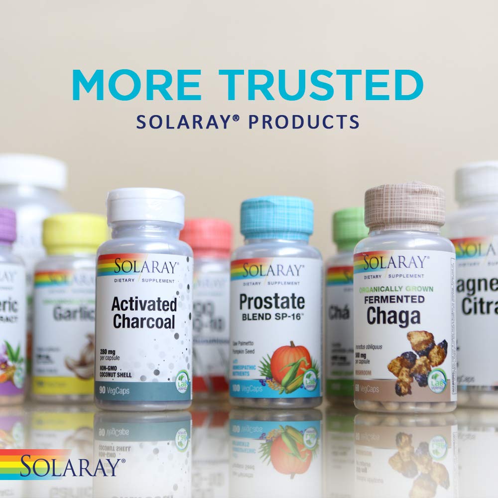Premium Solaray herbal supplement bottle showing lab verified vegan seal