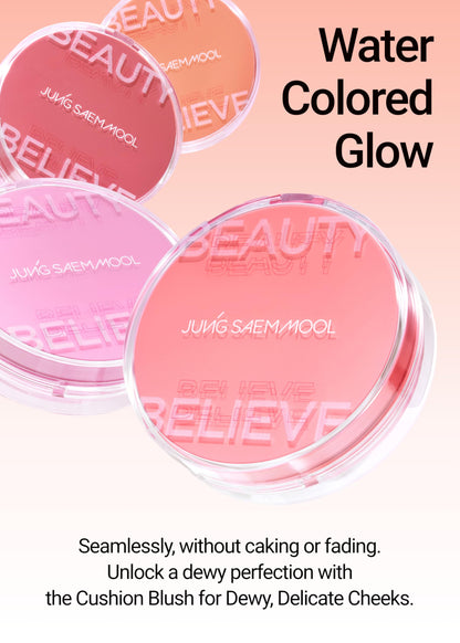 Close up view of the rare rose liquid blush shade texture on the inner cushion sponge.