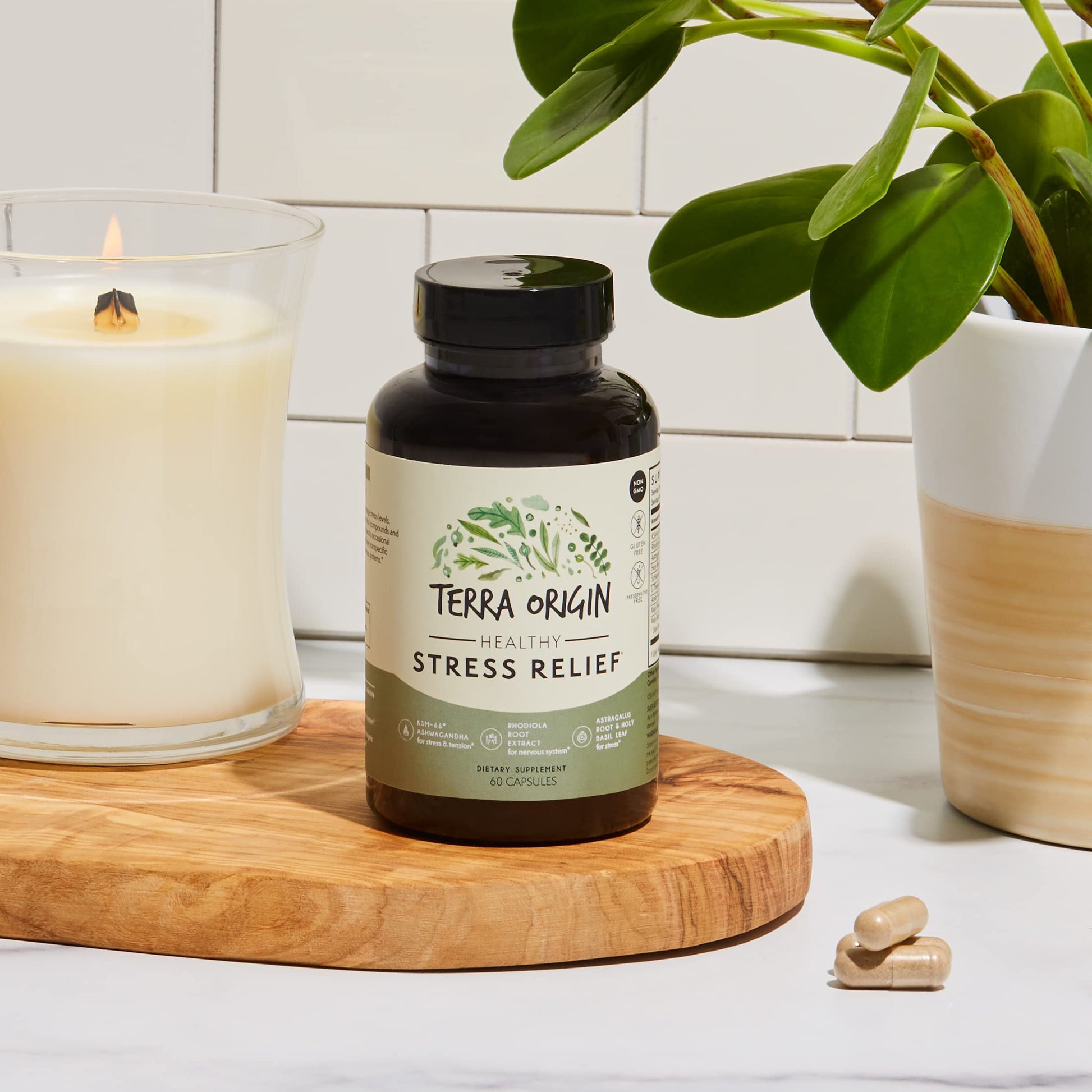 Terra Origin non-GMO gluten-free adaptogen supplement container