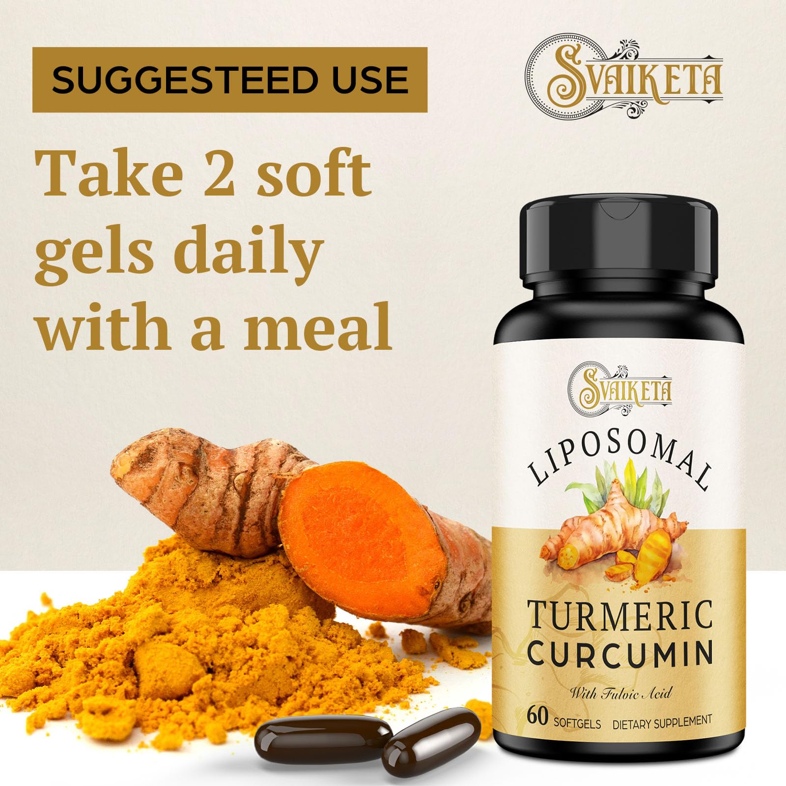 Authentic USA imported Svaiketa Turmeric Curcumin softgels