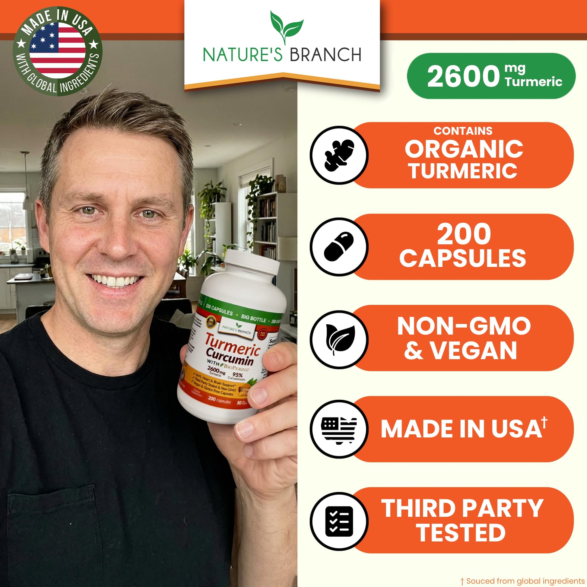 Natures Branch Turmeric Curcumin nutritional supplement facts label