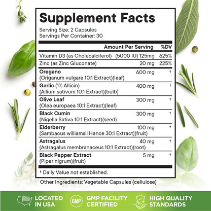 WITFY herbal supplement bottle showing garlic and olive leaf extract blend
