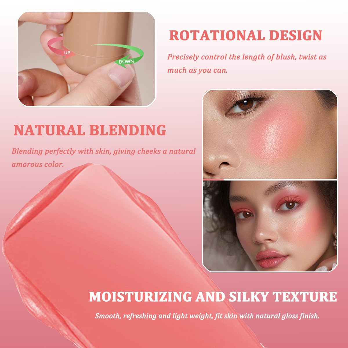 SHEEYOON hydrating lightweight waterproof cream blush rotational design detail.