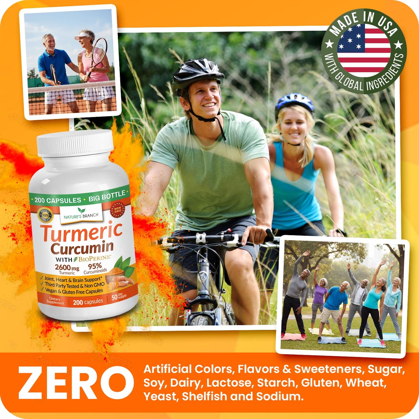 Natures Branch Turmeric Curcumin bottle in a lifestyle setting