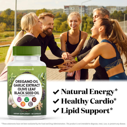 Premium black seed oil and oregano oil capsules packaging