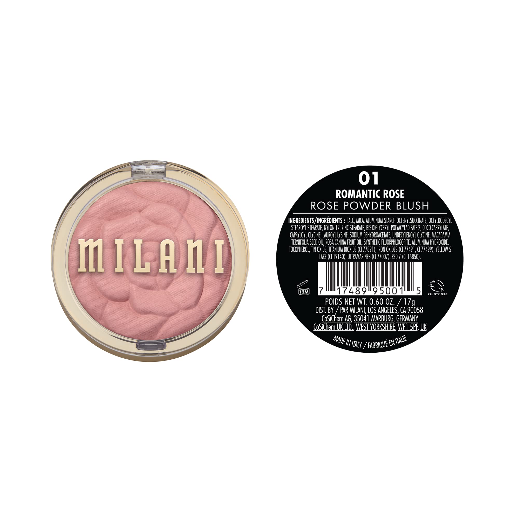 Milani Rose Powder Blush open case revealing petal design