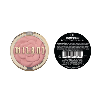 Milani Romantic Rose compact showing pressed petal design