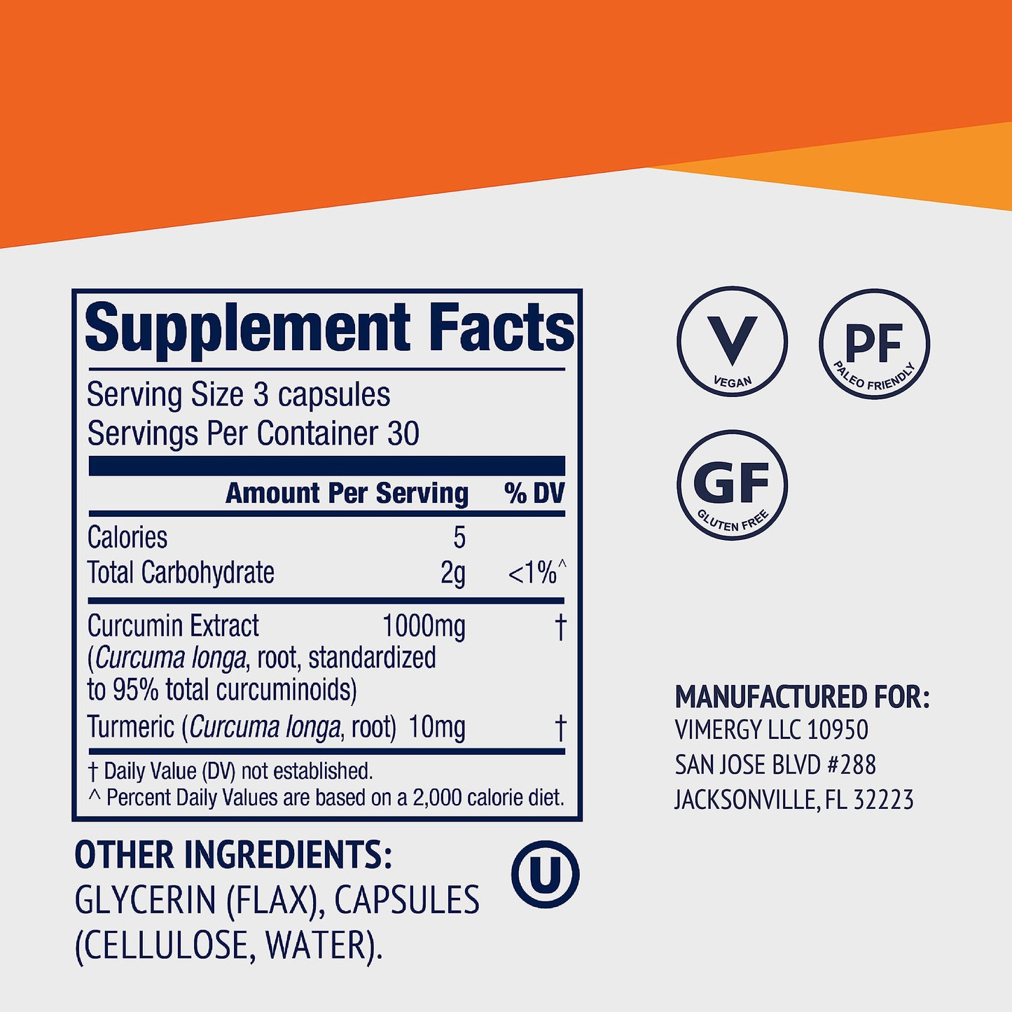 Authentic Vimergy Curcumin USA imported supplement bottle
