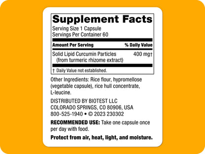 Biotest Micellar Curcumin supplement bottle label details