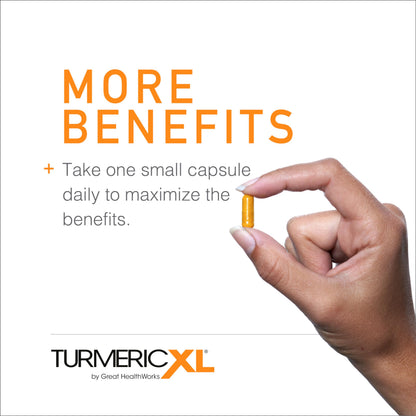Close up of OmegaXL TurmericXL vegetable capsules label.