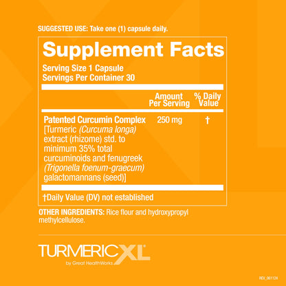 Top view of TurmericXL joint health supplement box packaging.