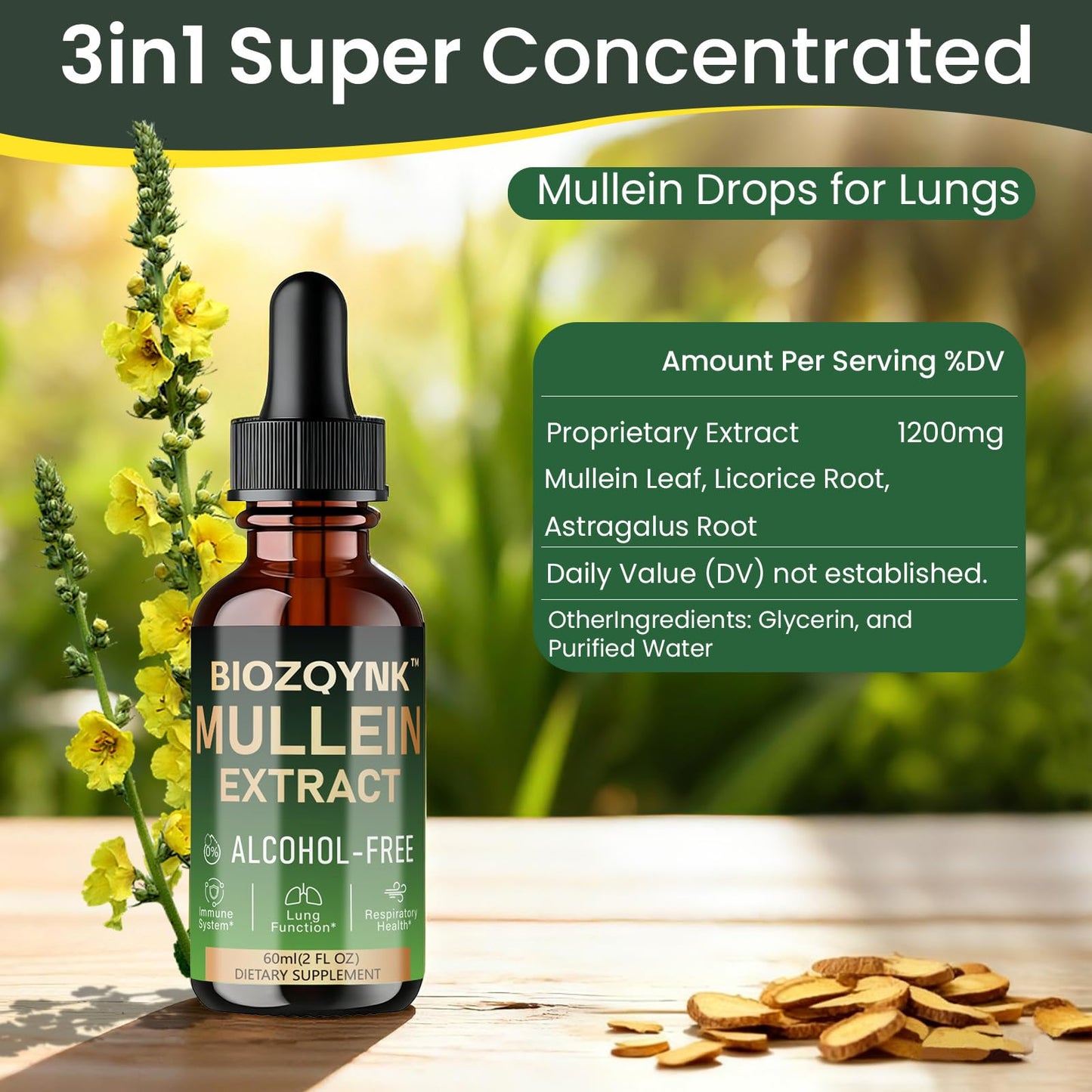 Biozqynk herbal liquid tincture for natural lung cleanse and detoxification.