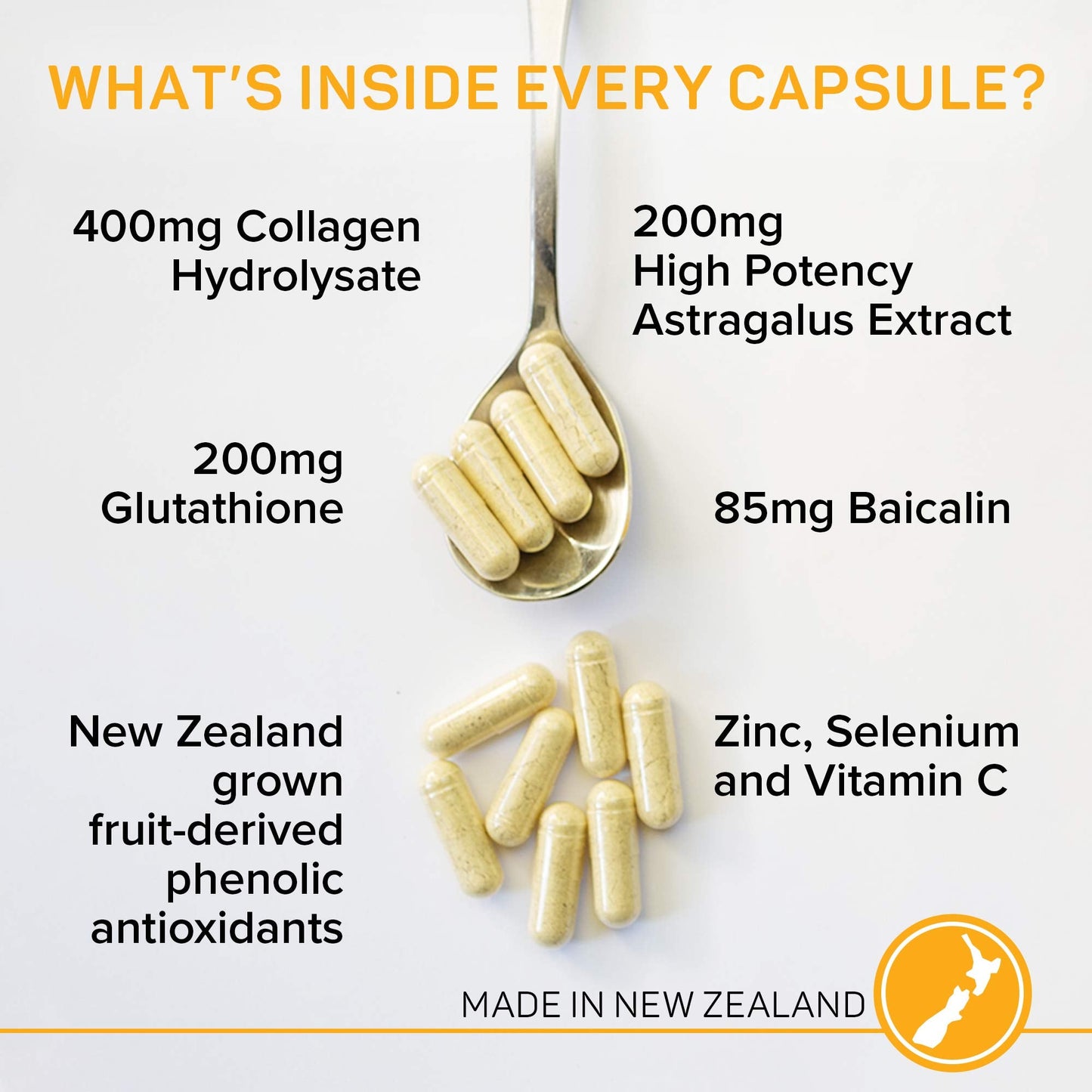 Close up view of authentic Puraz New Zealand ageless cellular health capsule supplement packaging.