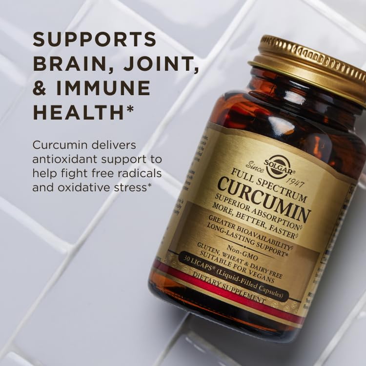 Solgar Full Spectrum Curcumin bottle with 105 count label