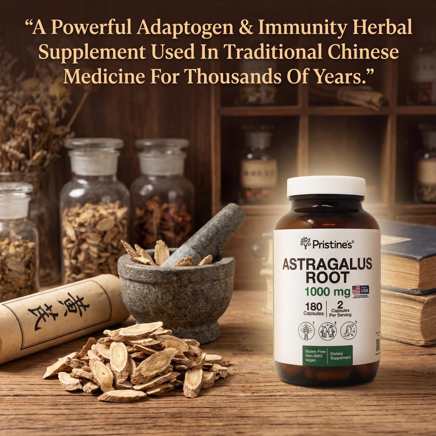 Pristine's Astragalus Root immune support dietary supplement packaging seal verification