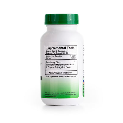 Christopher's Original Formulas Immucalm vegetarian capsules side label showing supplement facts and botanical blend