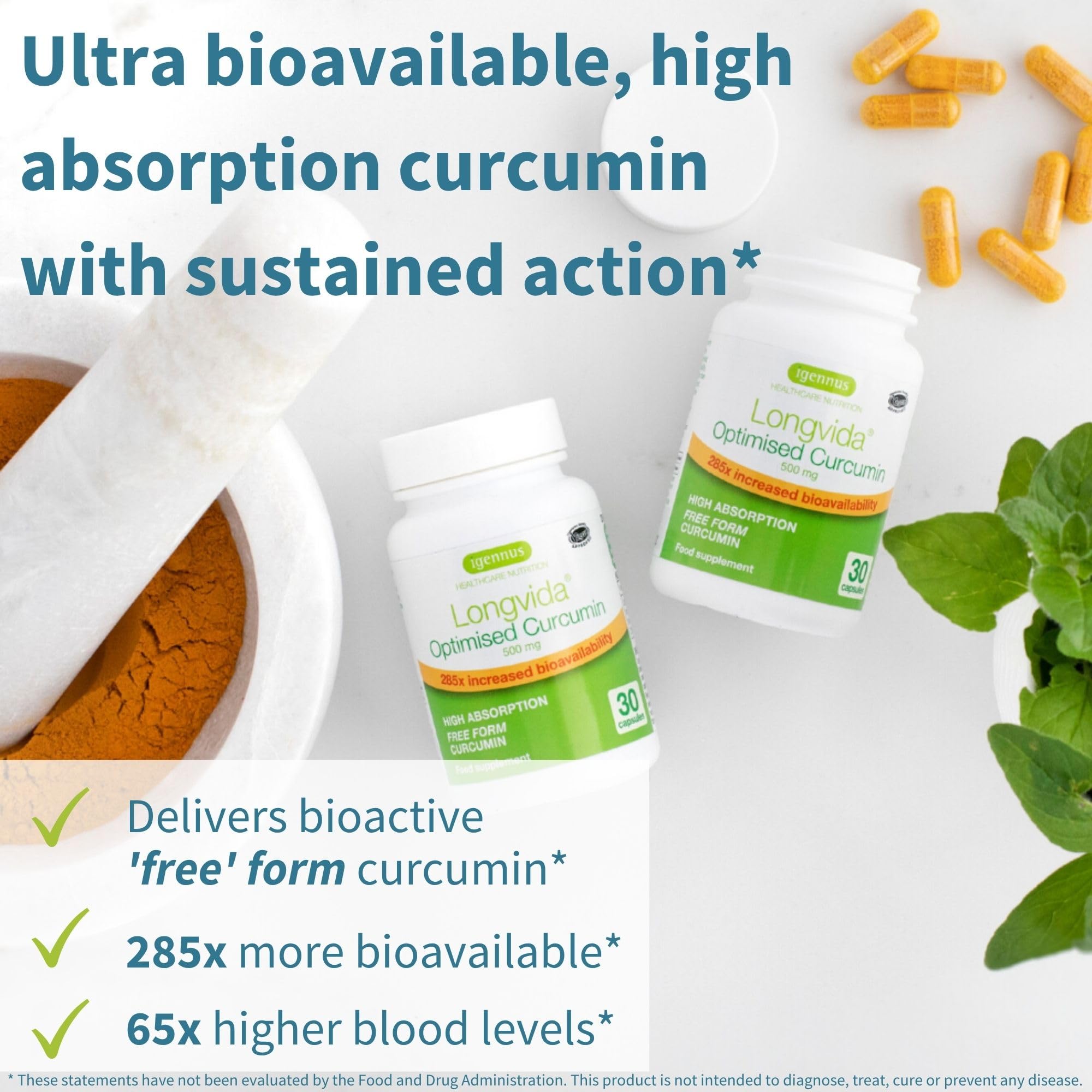 Igennus Longvida Curcumin 500mg supplement label details