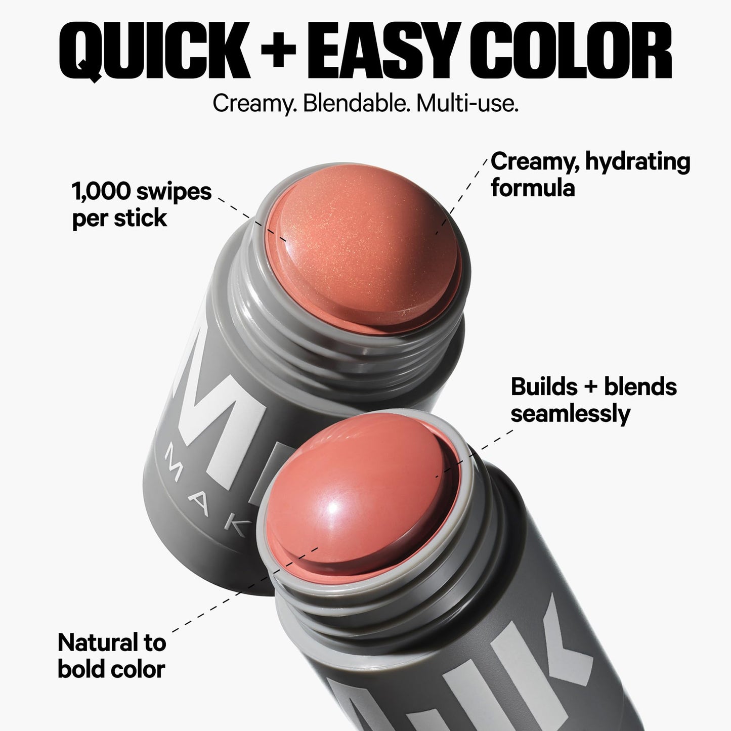 Milk Makeup cream blush stick Werk open tube showing the dusty rose cream color