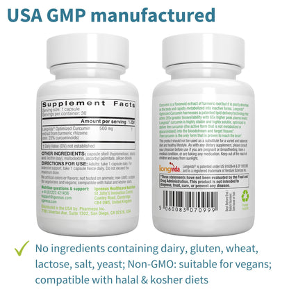Vegan Igennus Longvida Curcumin supplement for cognitive support