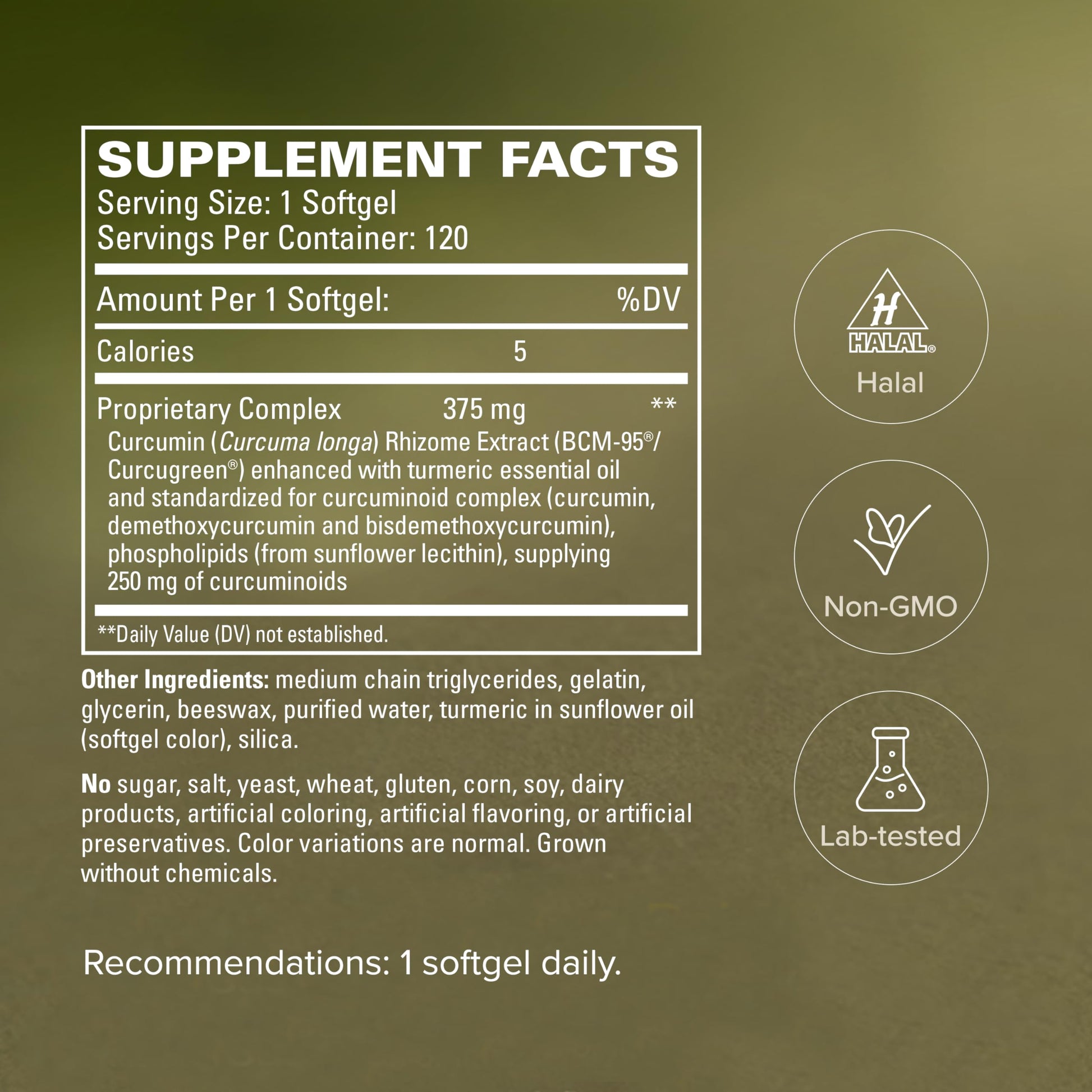 Terry Naturally CuraMed 120 softgels supplement bottle side view