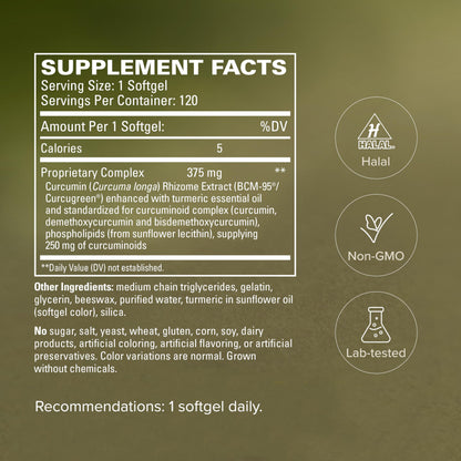 Terry Naturally CuraMed 120 softgels supplement bottle side view