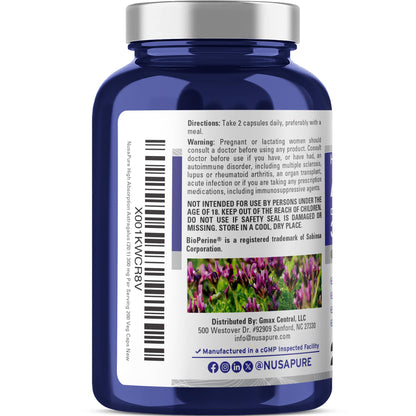 NusaPure Astragalus root extract with BioPerine capsules for enhanced bioavailability