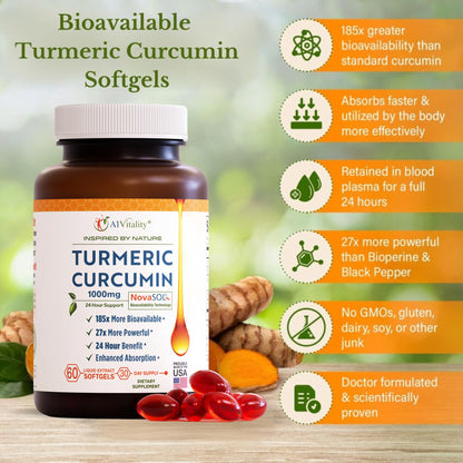 Close up of A1Vitality NovaSOL 1000mg supplement facts