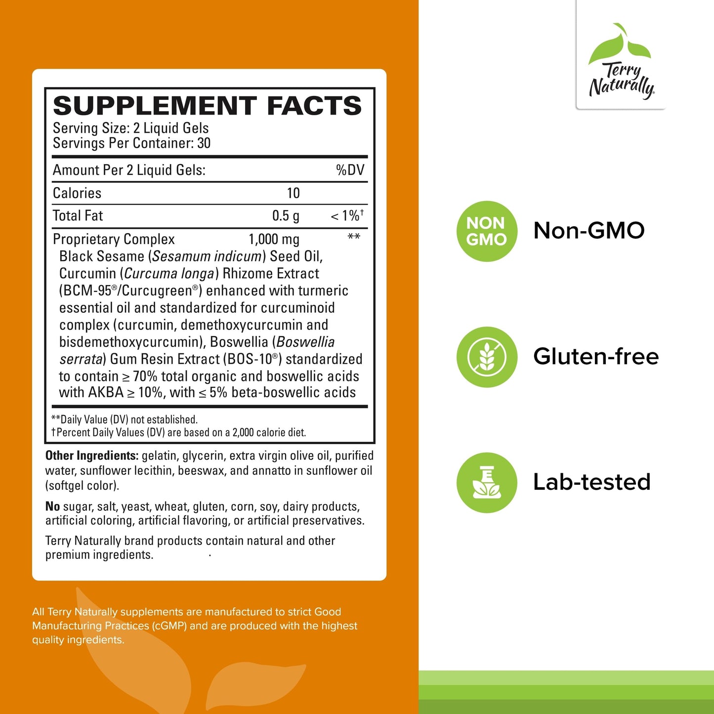 Terry Naturally CuraMed supplement bottle label details