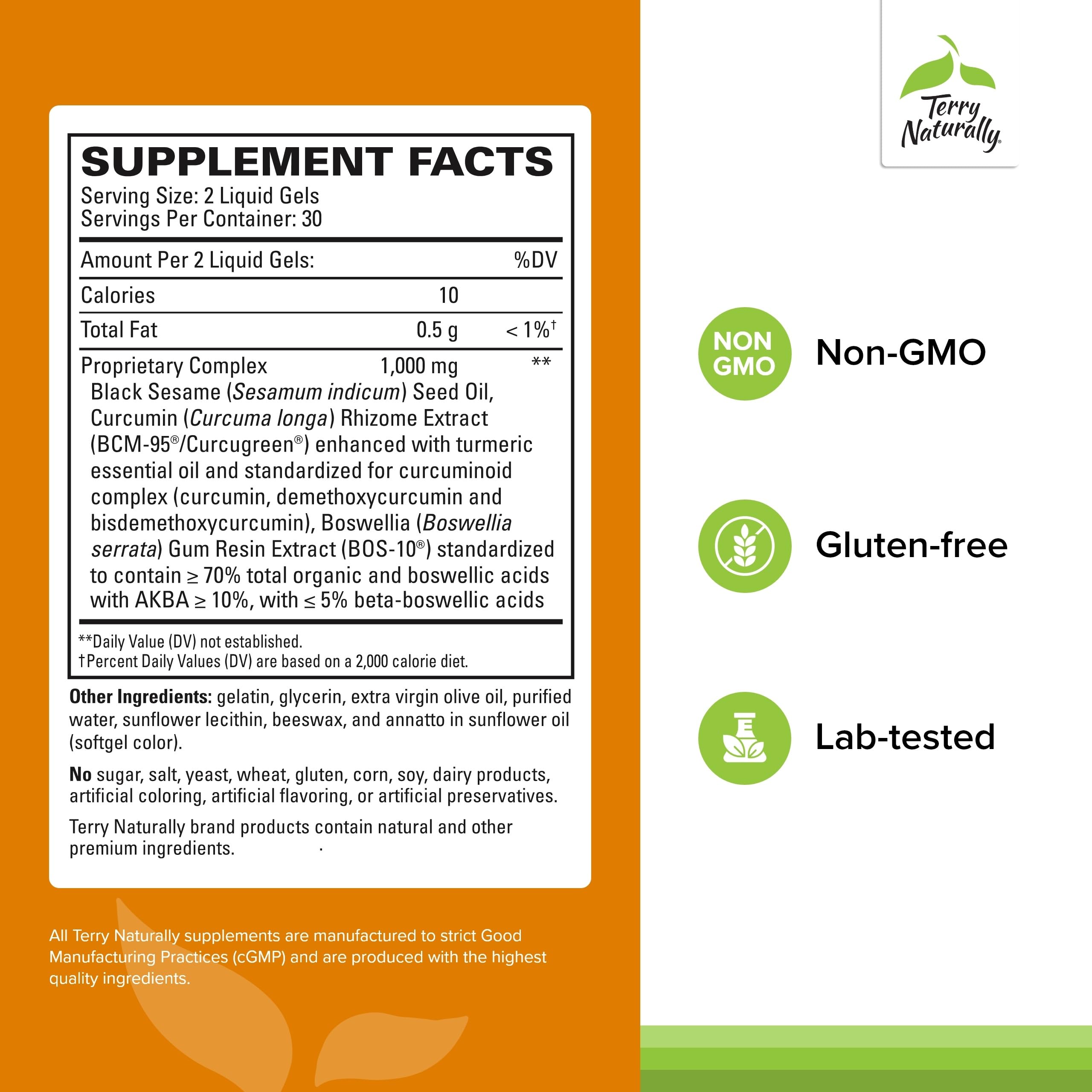 Terry Naturally CuraMed supplement bottle label details