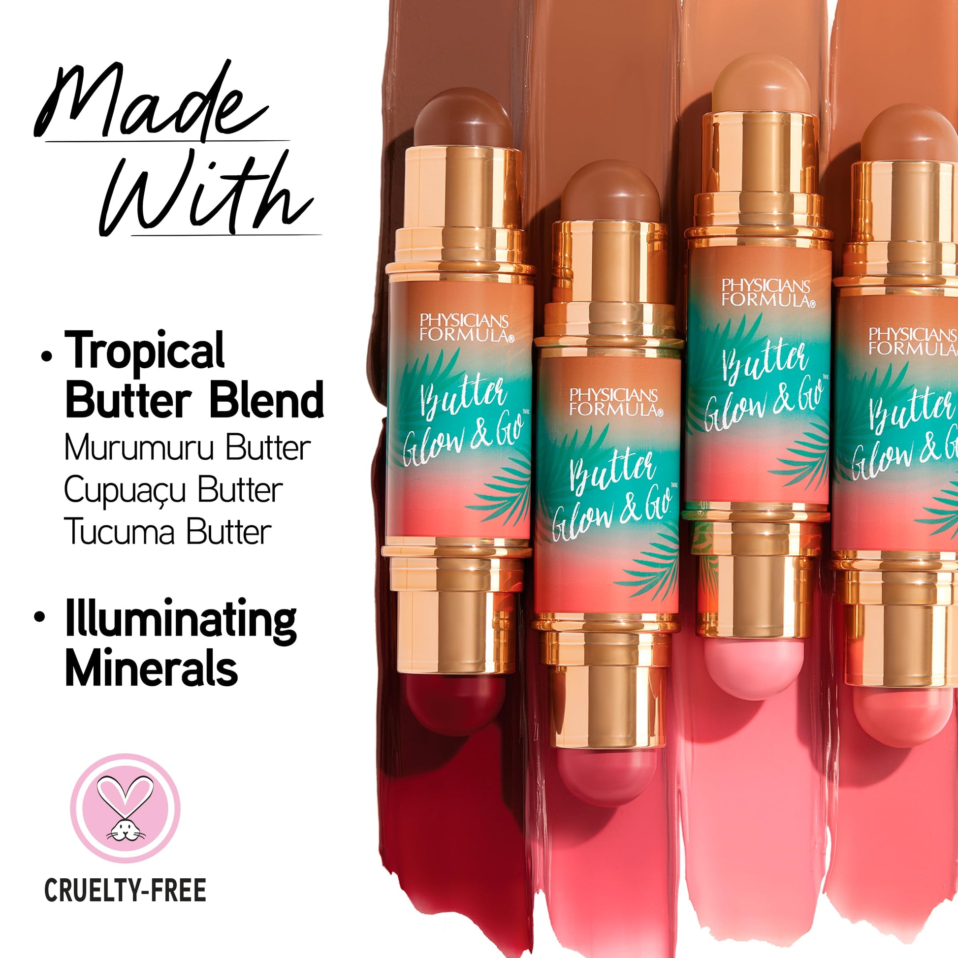 Physicians Formula Butter Glow And Go cream makeup stick open showing both ends