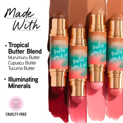Physicians Formula Butter Glow And Go cream makeup stick open showing both ends