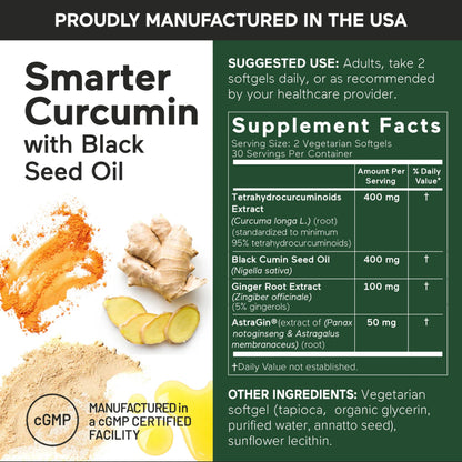 Smarter Nutrition Curcumin bottle next to softgels supplement