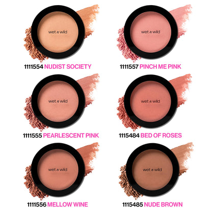 Wet n Wild buildable matte powder blush compact showcasing the smooth formulation