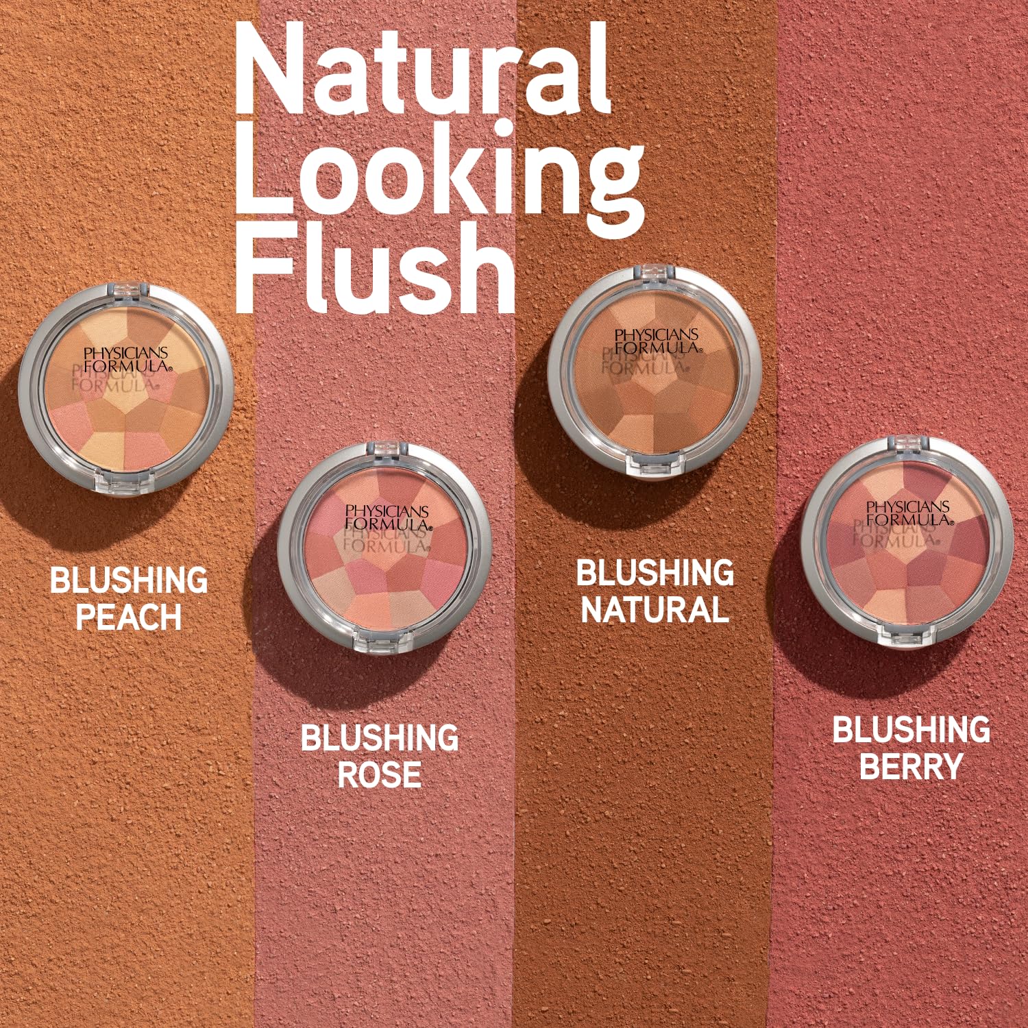 Physicians Formula Blushing Rose palette with built in mirror and applicator brush visible