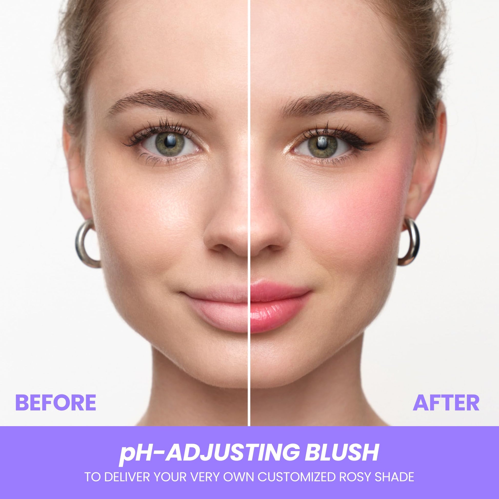 Wonderskin cooling nourishing blush stick applied on cheeks and lips for a natural dewy glow.