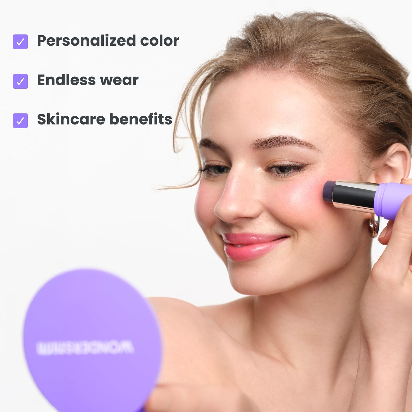 Wonderskin color-adjusting cream blush packaging showing authentic USA imported product details.