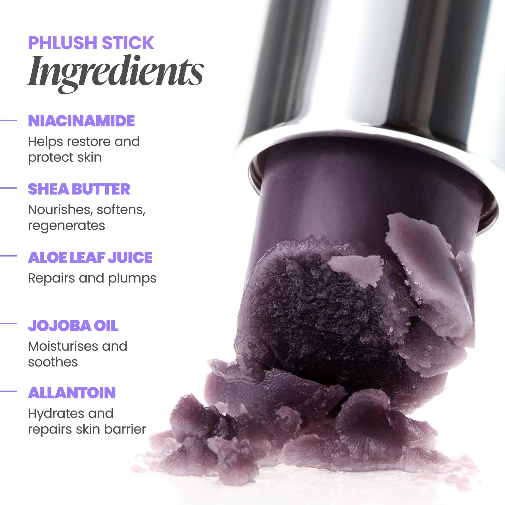 Wonderskin pH-activated blush stick cap off revealing the creamy hydrating texture infused with jojoba oil.