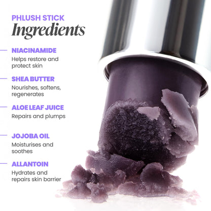 Wonderskin pH-activated blush stick cap off revealing the creamy hydrating texture infused with jojoba oil.