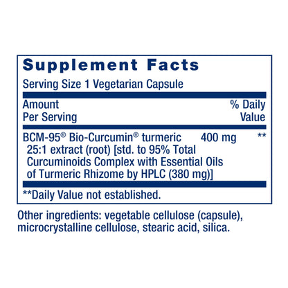 Life Extension Super Bio-Curcumin capsule nutritional label