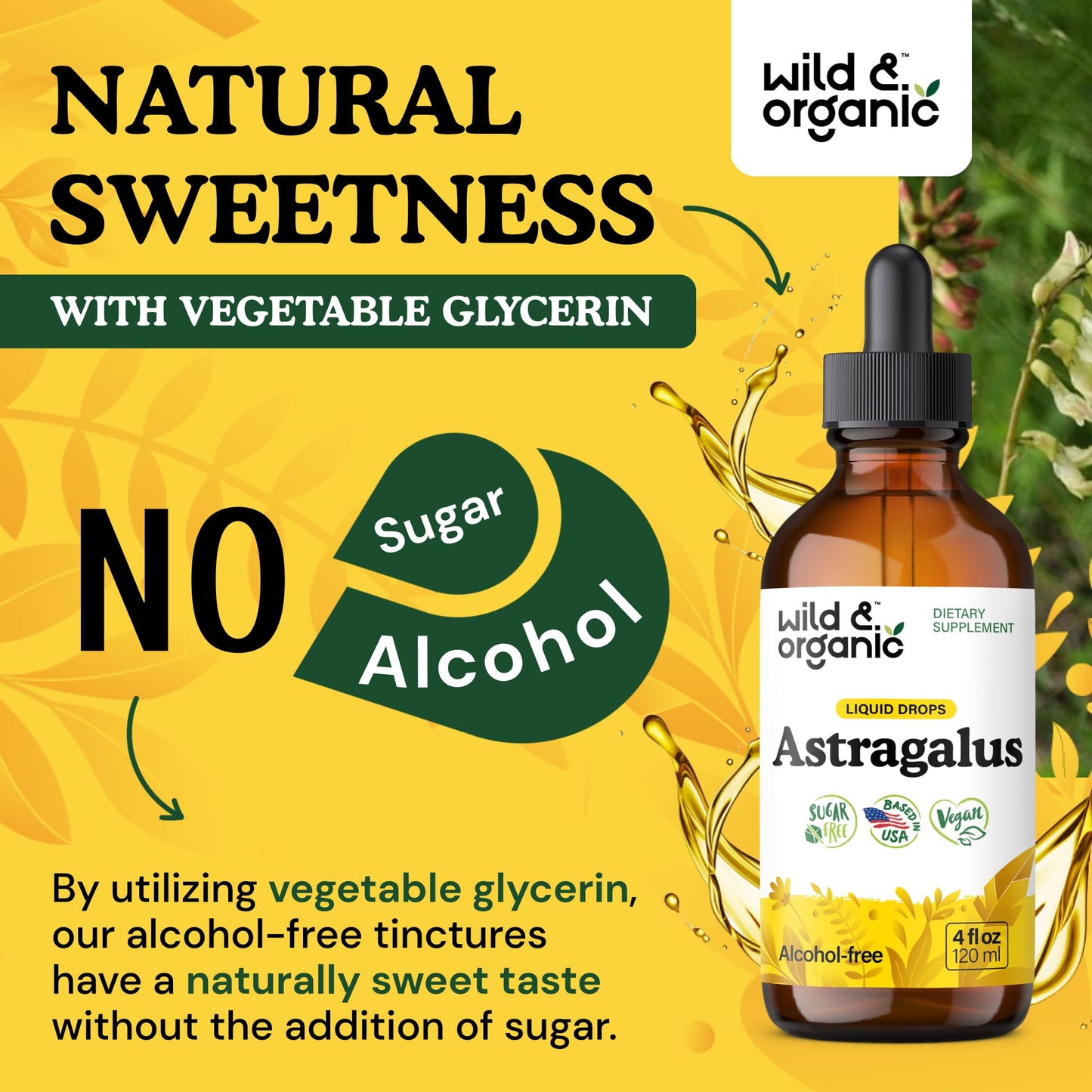 Non GMO sugar free herbal drops package back view detailing directions