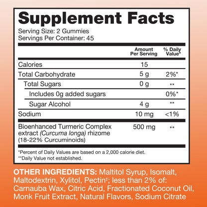 Qunol turmeric gummies texture and tangerine color
