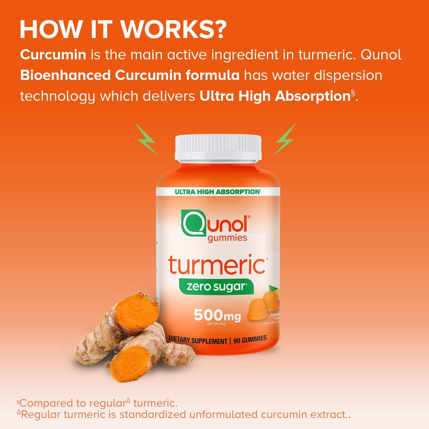Qunol zero sugar turmeric supplement cap and seal