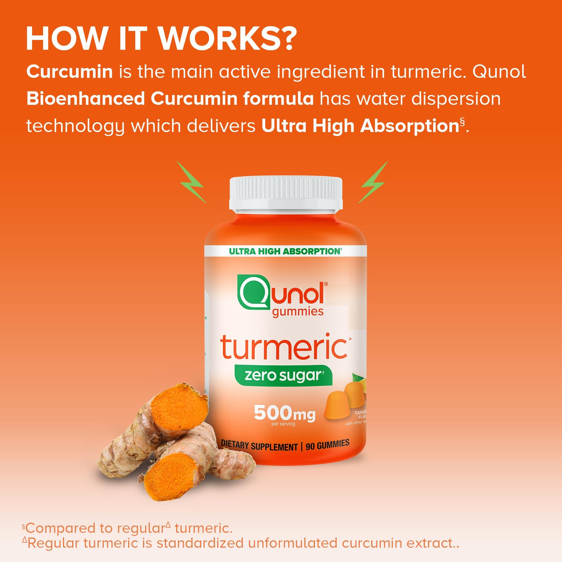 Qunol zero sugar turmeric supplement cap and seal