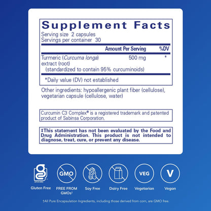 Pure Encapsulations Curcumin dietary supplement label details