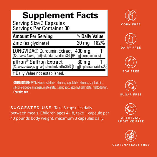 BrainMD Happy Saffron Plus Supplement label ingredients view
