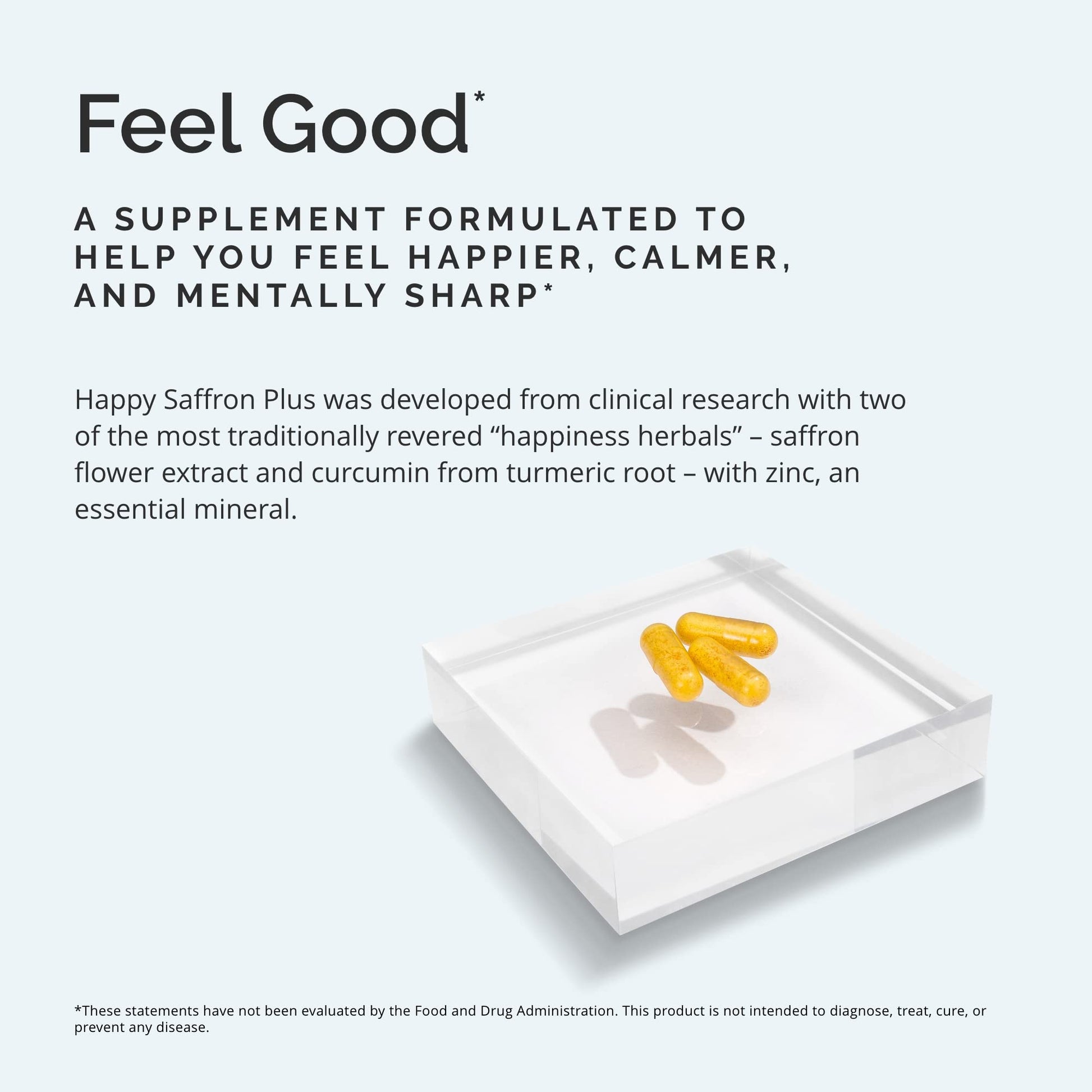 BrainMD Happy Saffron Plus vegan capsules close up